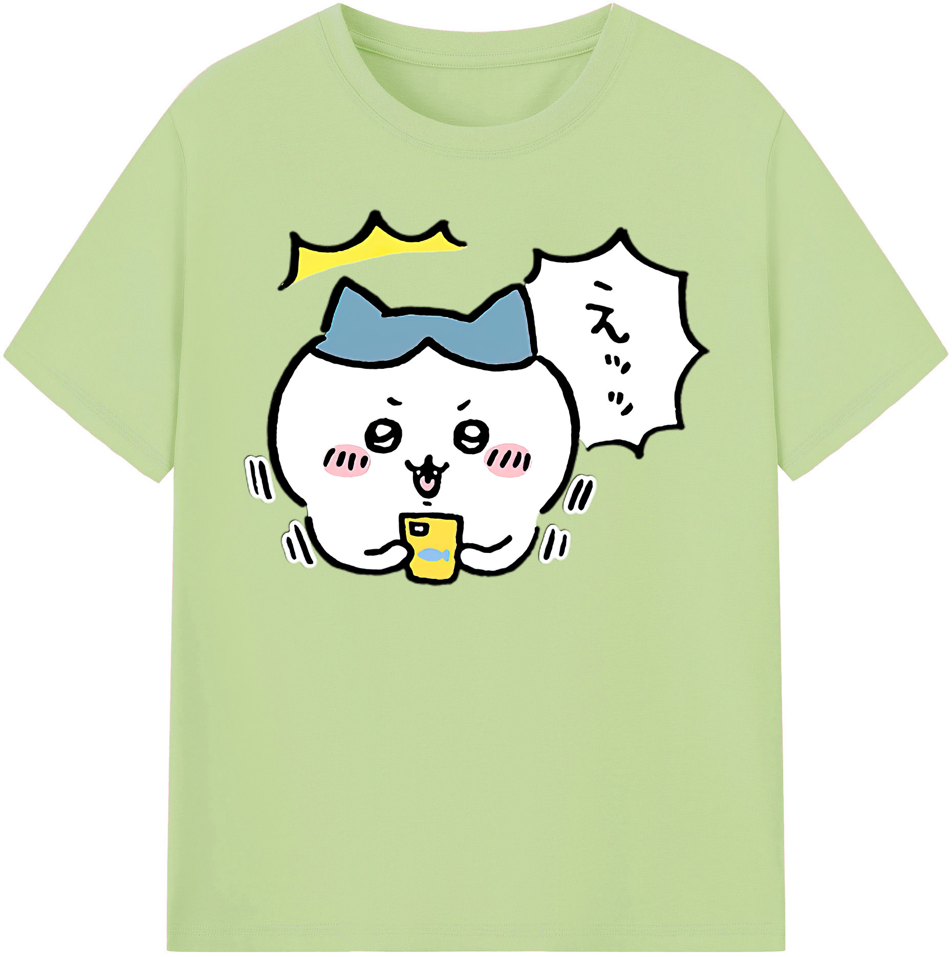 （画像用） ちいかわ ハチワレ Chii-kawa hachiware 綿100％半袖Tシャツ（フロントプリント）